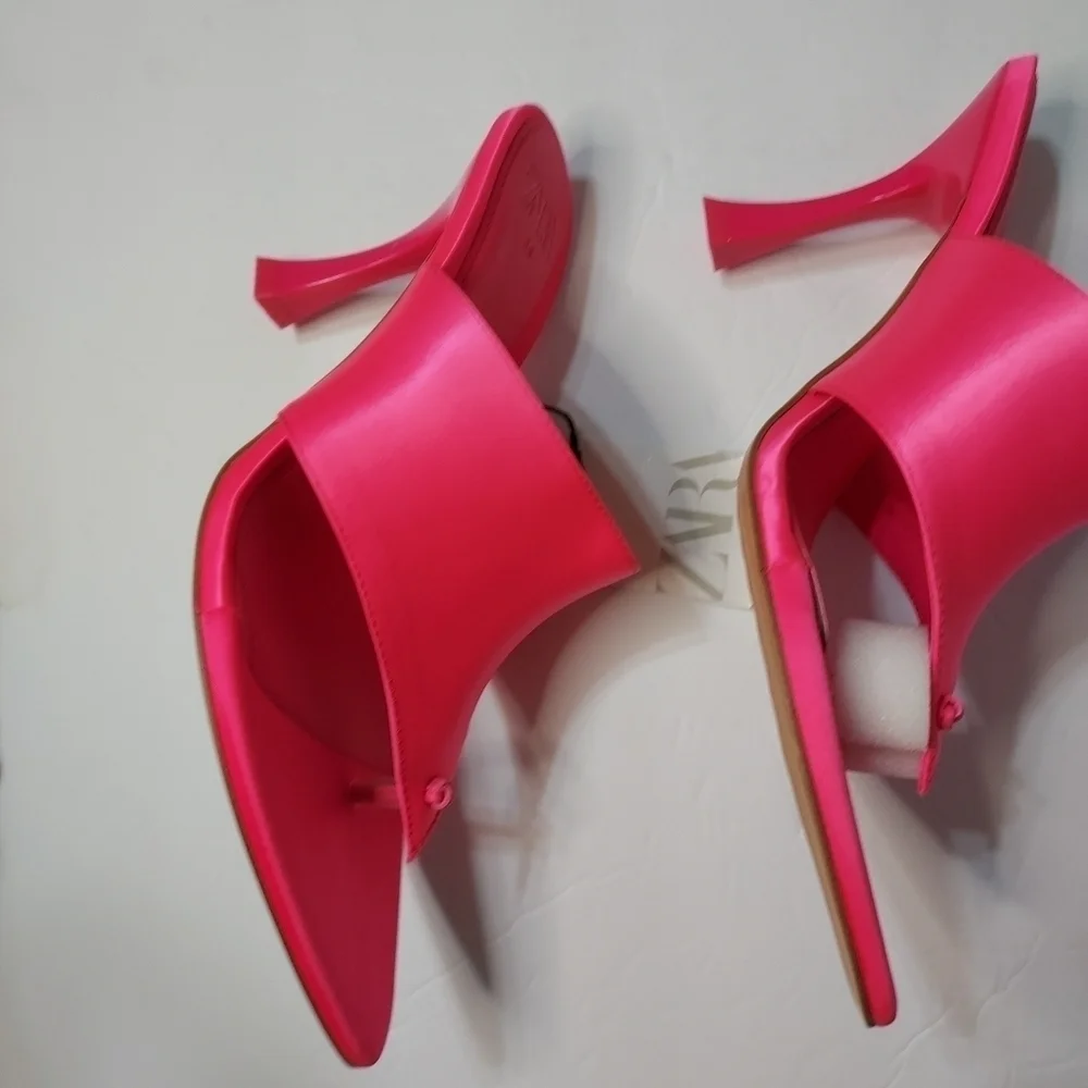Zara Satin effect high heel sandals Sz-7.5
